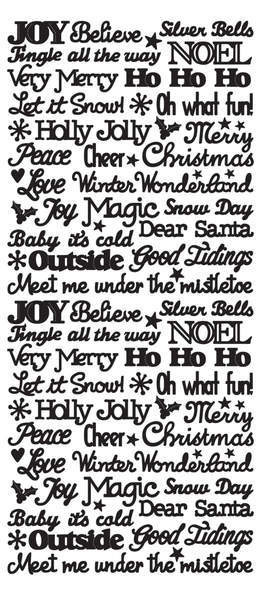 HOTP Dazzles N2494 Black Tiny Christmas Words And Phrases Stickers