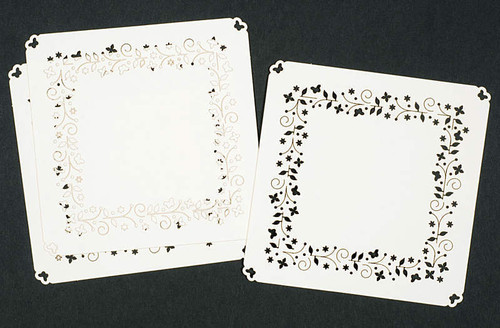 Luxury Cardlayers 3pc Sprinkle Flowers Square C5826 Ivory Laser-Cut Card Accents Making