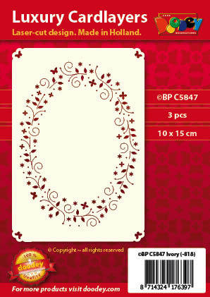 Luxury Cardlayers 3pc Sprinkle Flowers Oval C5847 Ivory Laser-Cut Card Accents Making