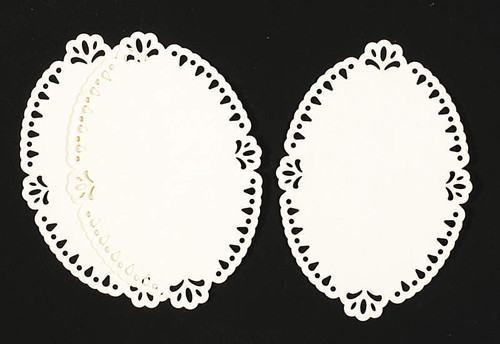 Luxury Cardlayers 3pc Oval C5831 Ivory Laser-Cut Card Accents Making