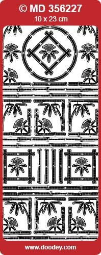 MD356227 Bamboo Corners & Accents Double Embossed Etched Asian Peel Stickers One 9x4 Sheet