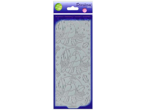 Starform Winter Bird Circle SILVER N8546 Peel Stickers