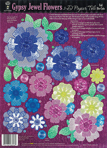 HOTP 3-D Foil 8056 GYPSY JEWEL FLOWERS Papier Tole Paper