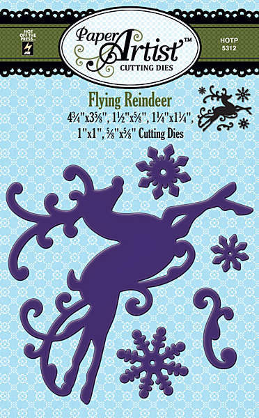 Paper Artist N5312 Flying Reindeer 5-die Set Cutting Dies by Hot Off the Press Works in Most Popular Tabletop Die Cutting Machines