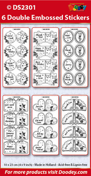 Tags Mini-Cards GOLD Double Embossed Peel Stickers 9x4" Sheets