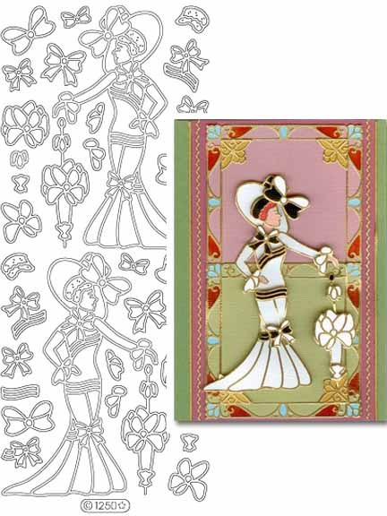 Starform 2 Vintage Ladies Classy 1250 GOLD  Peel Stickers OUTLINE