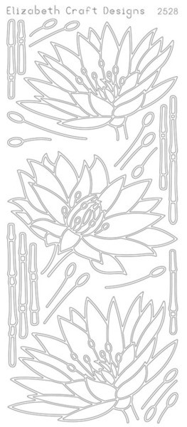ELIZABETH CRAFT WATERLILLY N2528 SILVER Peel Off Stickers OUTLINE