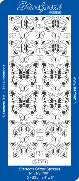 Starform GLITTER SILVER/GOLD 7001 Butterflies Stickers Peel Outline