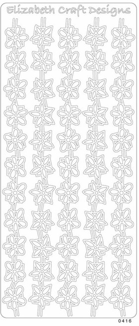 ELIZABETH CRAFTS BORDERS FLOWERS SILVER N0416 Peel Stickers