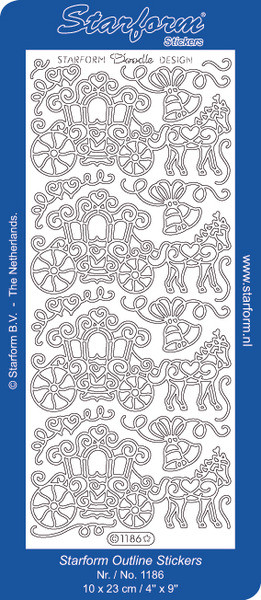Starform HORSE & CARRIAGE 1186 GOLD Peel Stickers OUTLINE WEDDING PRINCESS