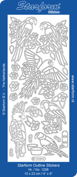 Starform PARROTS 1258 SILVER Peel Stickers