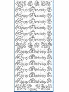 Starform N328 SILVER HAPPY BIRTHDAY Outline Peel Sticker