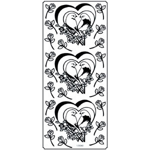 Outline N042 Silver Pair of Doves Peel Stickers