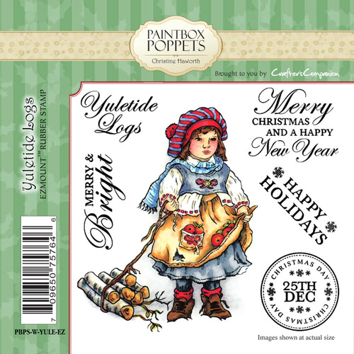 Paintbox Poppets YULETIDE LOGS By Christine Haworth 4-Stamp EZMount Rubber Stamp Set