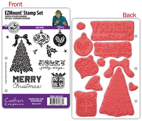 Dee Gruenig Jolly Holly EZMount Stamp Set Limited Edition Set of 11 Deeply Etched Christmas Stamps