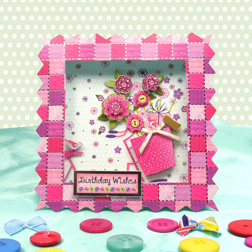 Hunkydory Faberdashery Patchwork Frame Foiled Card Kit