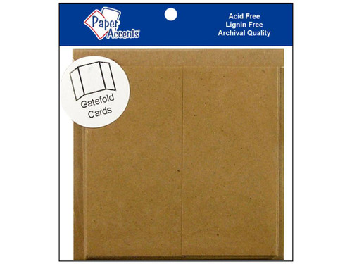 Gate Fold Cards 4x4" BROWN BAG 5 Sets Cards Envelopes Card Making