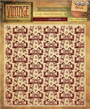 Crafter's Companion Embossalicious VIntage Christmas 8x8 Bows Embossing Folder EF8-VC-BOWS Wedding Birthday Any Occasion