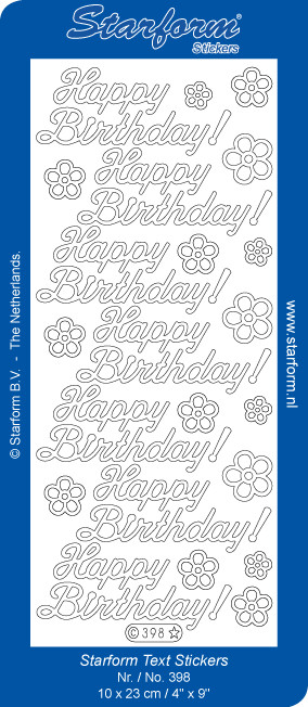 Starform Large HAPPY BIRTHDAY Black 398 Outline Peel Sticker