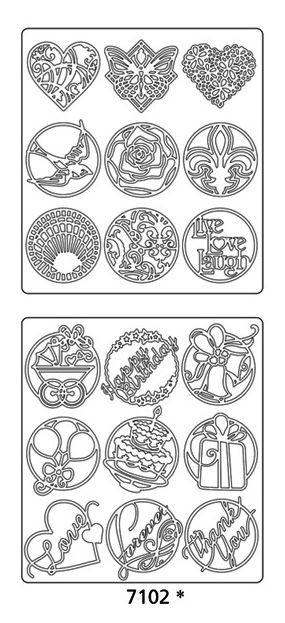 Peel-Offs Seals Various 7102 Gold Text Peel Stickers