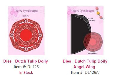 Cheery Lynn Designs DL126 & DL126A Dutch Tulip Lace Doily & Angel Wing 2pc