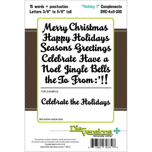 Die-Versions Complements Die, 4-Inch by 6-Inch, Holiday 1 DVC-4X6-206