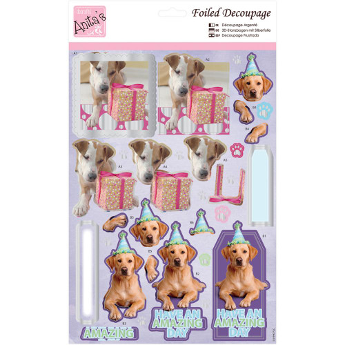 Anita's Foiled & Die-Cut Decoupage 3-D Papier Tole --  Party Pooches 169656 DOGS