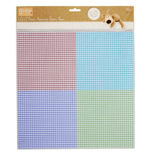 Self-Adhesive Fabric Paper Gingham 12x12"  - 1 Sheet