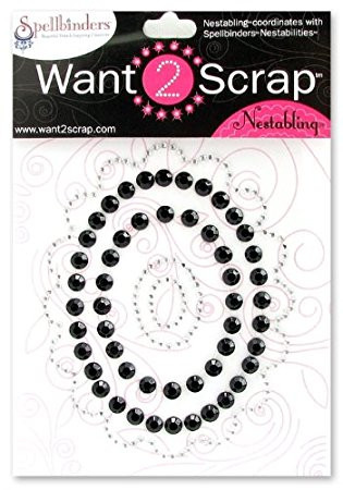 Want2Scrap Nestabling Lacey Ovals Black/Silver Rhinestones 