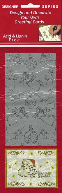 Sticker King Christmas Silver Foil Angels & Ornaments Outline Peel Sticker