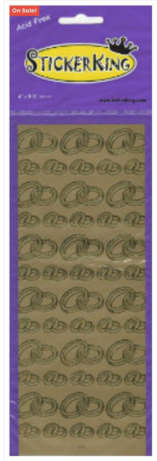 Sticker King  Gold Foil Interlocking Wedding Rings Accents Outline Peel Sticker