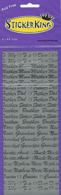 Sticker King Family Members Silver Foil Outline Peel Sticker