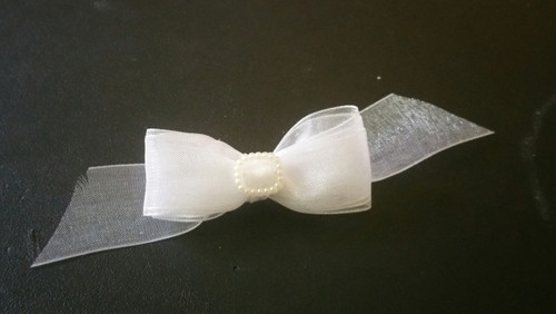 Ribbon Slider Charm Rectangle Acrylic 25pc WHITE Pearl C2002