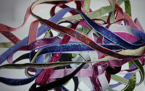 9 Yards of 3/8" Glitter Velvet Sparkly Ribbon - One yard each of 9 Assorted Colors