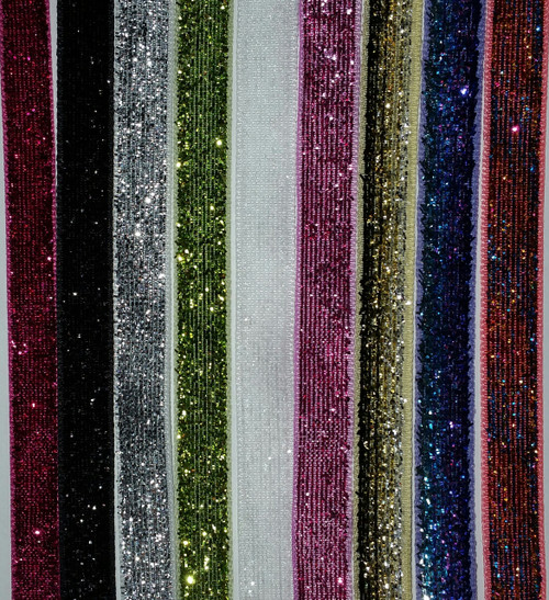 9 Yards of 3/8" Glitter Velvet Sparkly Ribbon - One yard each of 9 Assorted Colors