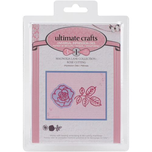 Ultimate Crafts Magnolia Lane Rose Impression Die, Metal, Black