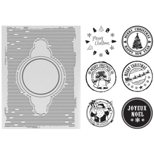 Ultimate Crafts Embossing Folder and Stamp Set -- A2 Joyeux Noel ULT157675