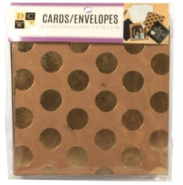 DCWV 5x5 Foiled and Glittered Cards and Envelopes 12-Sets in Kraft and Black