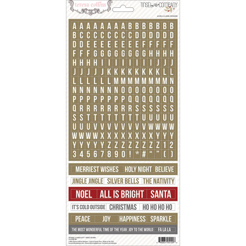 Teresa Collins Tinsel & Company Stickers 6'X12'-Words & Alpha
