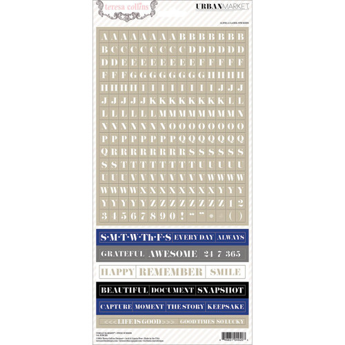 Teresa Collins Urban Market Stickers, 6 by 12-Inch, Words