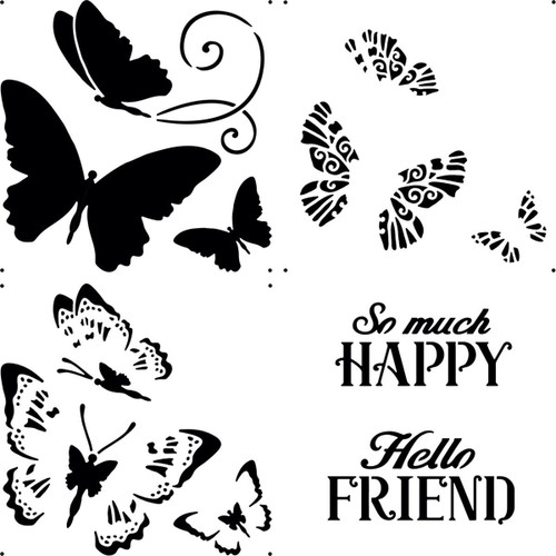 HOTP Template Layered Butterflies 12x12 Stencil - HOTP9276