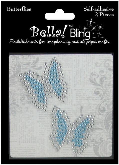 Ruby Rock-It Bling Self Adhesive Rhinestones, Butterflies, Blue, 2-Pack