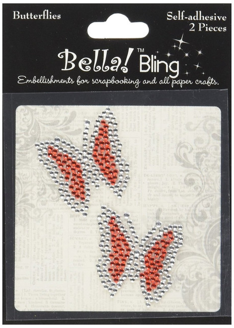 Ruby Rock-It Bling Self Adhesive Rhinestones, Butterflies, Red, 2-Pack