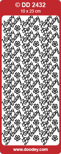 Doodey DD2432 Happy Birthday BLACK Peel-Off Outline Metallic Style Sticker
