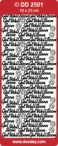 DOODEY DD2501 Get Well Soon BLACK Peel-Off Outline Metallic Style Sticker