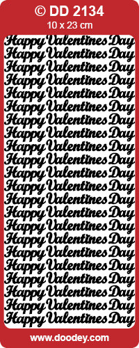 Doodey DD2134 Happy Valentine's Day -  GOLD Peel Stickers One 9x4 Sheet