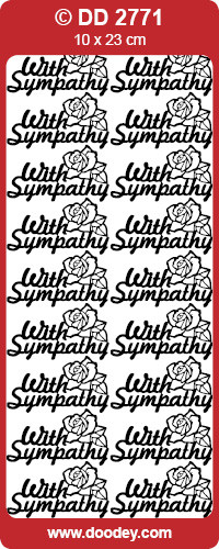 DOODEY DD2771 BLACK With Sympathy Peel Stickers One 9x4 Sheet