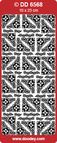 DOODEY DD6568 SIVER SMALL GOTHIC Corners Peel Stickers One 9x4 Sheet