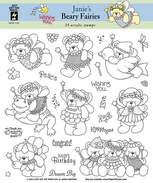 25 HOTP Janie's Beary Friends 1172 Rubber Stamps Janie Dawson Unmounted