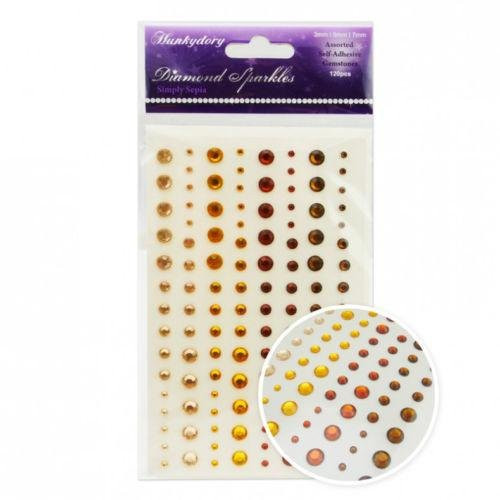 Hunkydory Diamond Sparkles Simply Sepia 120 Assorted Self-Adhesive Gemstones Gem207